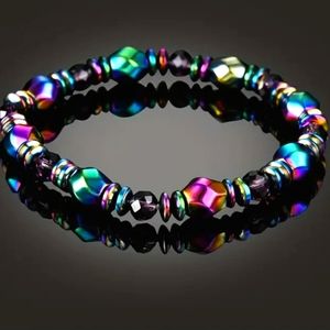 HEMATITE/MAGNETIC STRETCH MULTI-COLOR BRACELET HELPS WITH CIRCULATION FITS 6-8IN